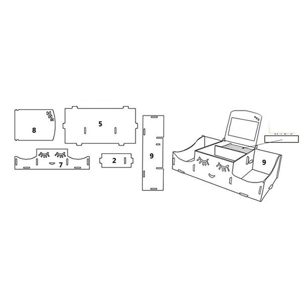 Creative Diy Wooden Cosmetic Storage Box Desktop Storage Container With Mirror Desktop Organizer