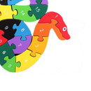 Kids Child Wooden Block Toys Alphabet Number Building Jigsaw Puzzle Snake Shape