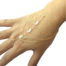 Beautiful Harness Hand Chain Tassel Multilayer Bracelet Bangle Finger Ring Q4P9