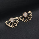 Trendy Rhinestone Earring Hollow Lotus Double Side Ear Stud for Women