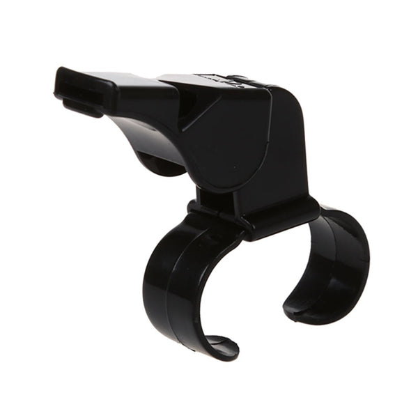 Black Plastic Pealess Finger Grip Sports Referee Whistle V3O5