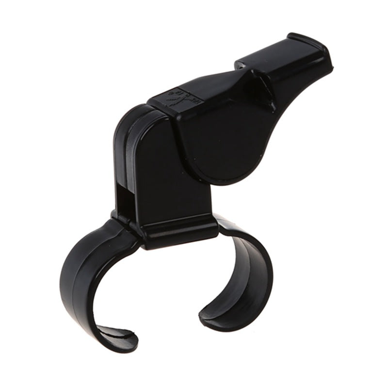 Black Plastic Pealess Finger Grip Sports Referee Whistle K3Z3