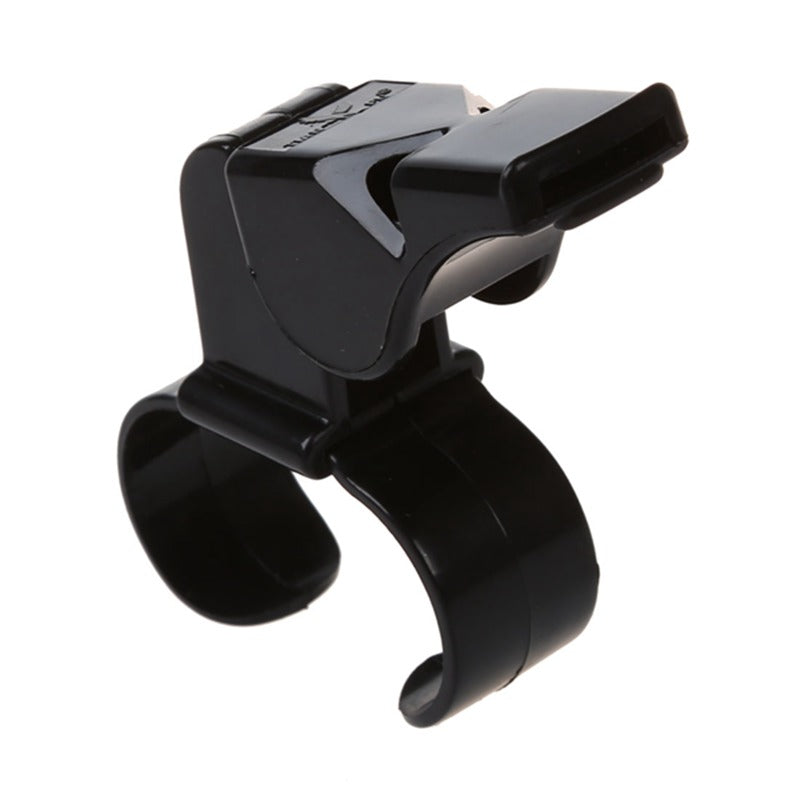 Black Plastic Pealess Finger Grip Sports Referee Whistle V3O5