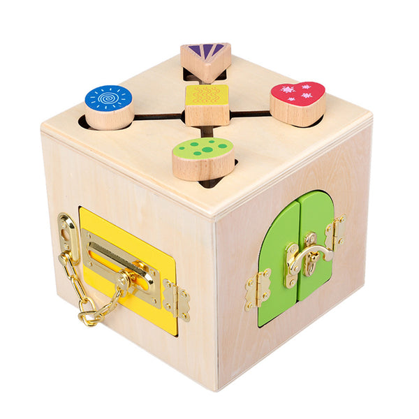 Wooden Montessori Practical Material Little Lock Box Kids Early Educational Toys