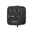 DM-HC01 All-in-one 3 Ports USB 2.0 HUB SD TF MS M2 MMC Card Reader Cable Splitter Adapter