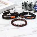 3 Pcs Men's Bracelet Bohemian Bead Leather Colorful Braided Bracelet for Men Fashion Gift