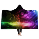 150x200CM 3D Colorful Printed Hooded Blankets Warm Wearable Plush Mats Thick Nap