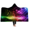 150x200CM 3D Colorful Printed Hooded Blankets Warm Wearable Plush Mats Thick Nap
