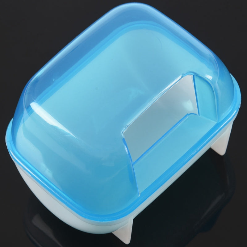 Pet Hamster Bathroom Bath Sand Room Sauna Toilet Blue White 10x7x7cm E4W5