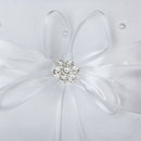 20cmx20cm Satin Flower Beaded Wedding Ceremony Ring Pillow-White L1Q7