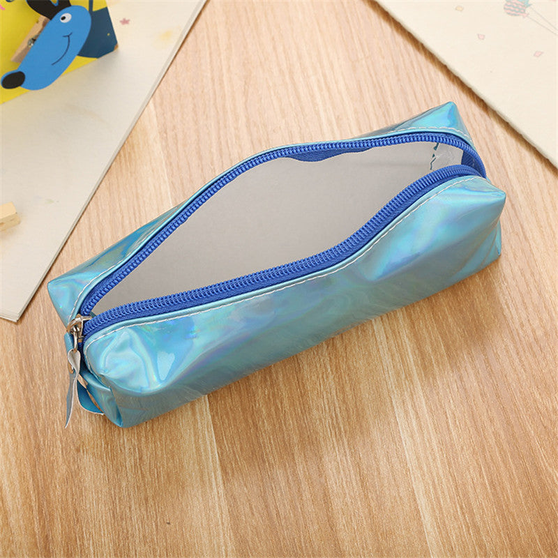Holographic Stationery Pen Pencil Bag Larger Capacity Case Zip Makeup Cosmetic