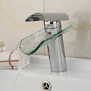 Glass Waterfall Mixer Tap Bathroom Basin Faucet Sink Single Lever Chrome Plated