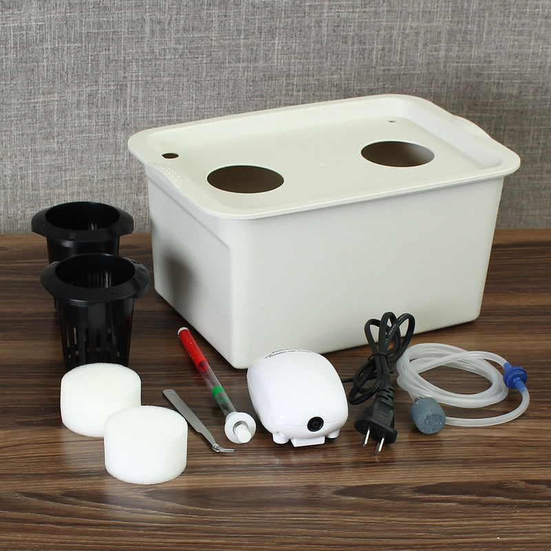 220V Hydroponic Grow Box 2 Holes DWC Indoor Aerobic Soilless Cultivation System Kit Water Planting