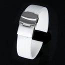 Waterproof Silicone Watch Strap Band Deployment Buckle 22mm---White S2U7