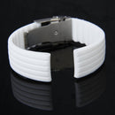 Waterproof Silicone Watch Strap Band Deployment Buckle 22mm---White S2U7