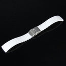 Waterproof Silicone Watch Strap Band Deployment Buckle 22mm---White S2U7