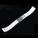 Waterproof Silicone Watch Strap Band Deployment Buckle 22mm---White S2U7