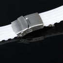 Waterproof Silicone Watch Strap Band Deployment Buckle 22mm---White S2U7