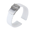 Waterproof Silicone Watch Strap Band Deployment Buckle 22mm---White S2U7