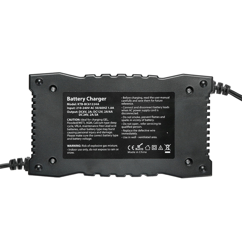 6/12/24V 2/6/3A Automatic Smart Lead Acid Battery Charger For Car Motorcycle EU Plug
