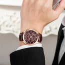 WISHDOIT WSD-006 Fashion Men Quartz Watch Luxury Leather Strap Waterproof Wrist Watch
