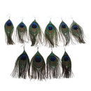 5 pairs real multicolor feather of Peacock of the Pendants earrings T9J2