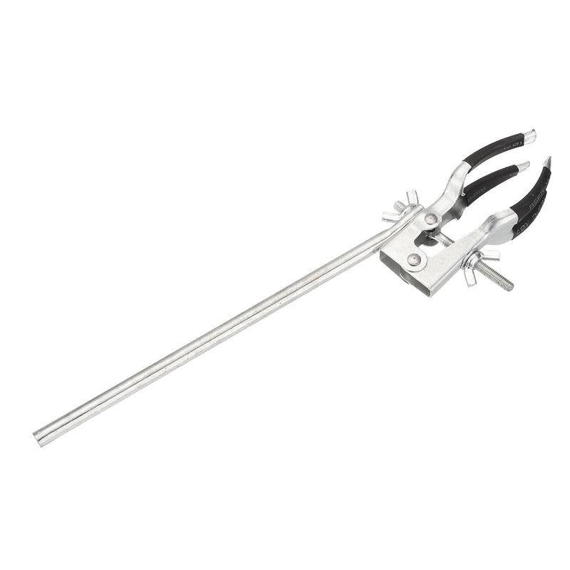 4 Prongs Long Handle Clamp Flask Clip with Rubber Protective Cover Jaws Adjustable Pipe Holder