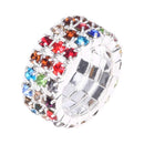 9mm Elastic Multicolor 3 Row Rhinestone Toe Ring Bridal Jewelry W3B8