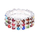 9mm Elastic Multicolor 3 Row Rhinestone Toe Ring Bridal Jewelry W3B8