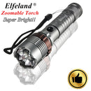 Tactical LED Flashlight 2500LM Rechargeable Zoomable T6 Torch 18650 Battery