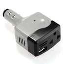 USB Car Charger Adapter Converter for Mobile Lighter DC12V / 24V to 220V Bl F7N3