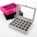 Velvet Glass Carboard Rings Earring Pendant Jewelry Collect Box Showcase