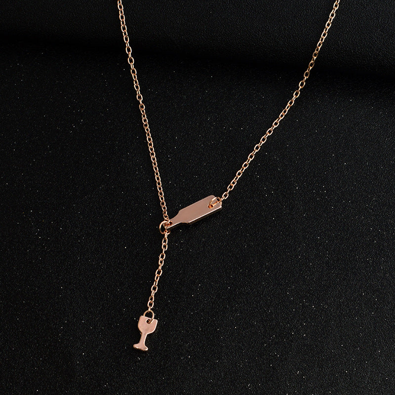 Trendy Pendant Necklace Elegant Chain Beer Wineglass Neclacke Cold Silver Jewelry for Women