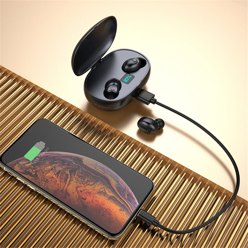 Losence T5S TWS bluetooth 5.0 Earphone 2200mAh Power Bank Smart Touch LED Display Binaural Wireless Hifi Headphone With Charging Box
