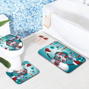 4Pcs Christmas Snowman Non-Slip Rug Pad Toilet Cover Bath Mat Shower Curtain Set