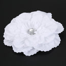Rhinestone Peony Flower Hair Clip for Girl Toddler Lady White T8R1