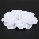 Rhinestone Peony Flower Hair Clip for Girl Toddler Lady White T8R1