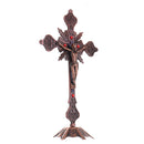 Antique Red Copper INRI Catholic Altar Standing Religious Crucifix With Base 10 inch Decorations