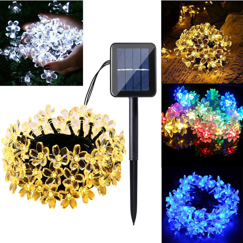 Solar Powered 6M 30LEDs Blossom Flower Outdoor Fairy String Lights for Christmas Wedding Party