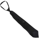 Men Solid Black Polyester Zip Up Necktie Smooth Zipper Tie H6Y3