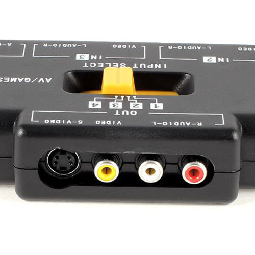 4-Way Audio Video AV RCA Switch Game Selector Box Splitter Black P5F4
