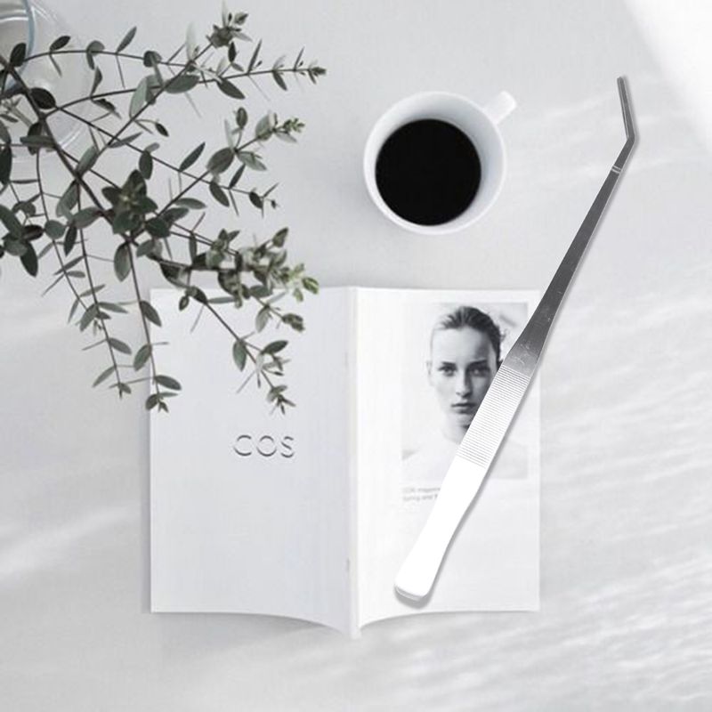 18.9" Long Stainless Steel Curved Tweezer for Fish Tank Plants R2M8