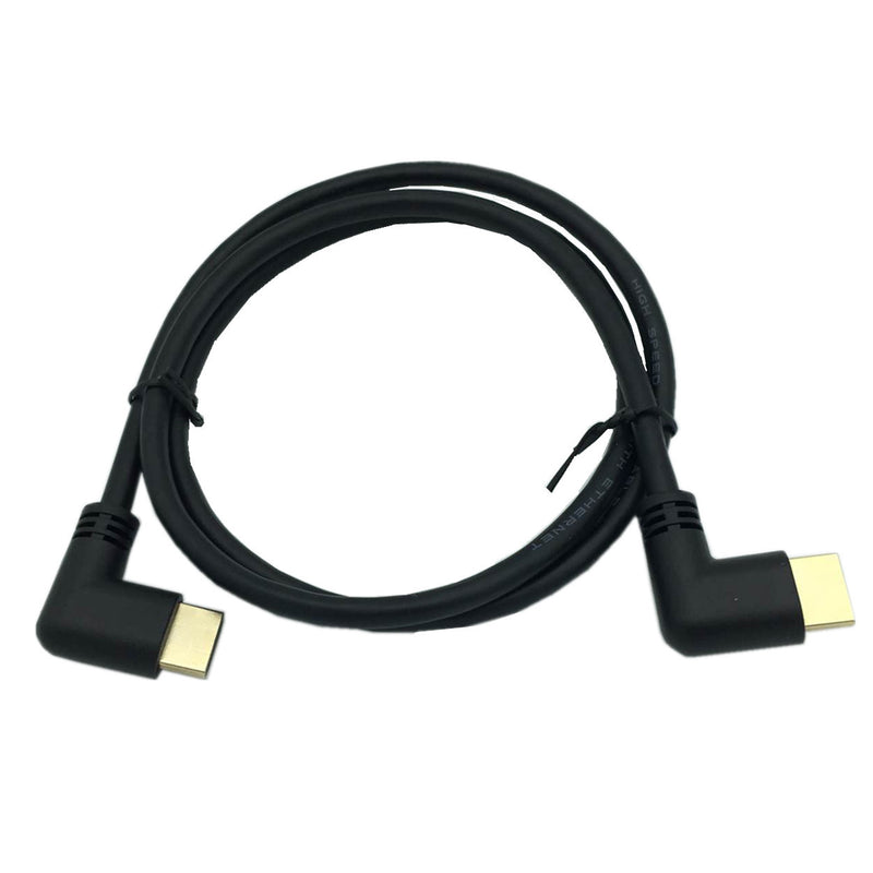 2.0V 4K*2K 60HZ Male Right Angled To Male Right Angled HD multimedi Cable 50cm/1.6ft For PC Television