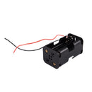 Black Tow Layers 4 x 1.5V AA Batteries Battery Holder Case Box w Wire Leads Y6S3