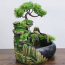 LED Desktop Mini Resin Rockery Garden Landscape Pump Fountain Figurines Home Office