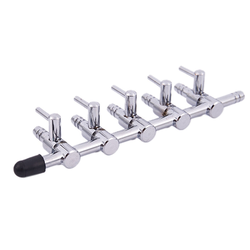 5-Way Outlet Metal Aquarium Air Valve Distributor Splitter with 5mm Tube Di C9I2