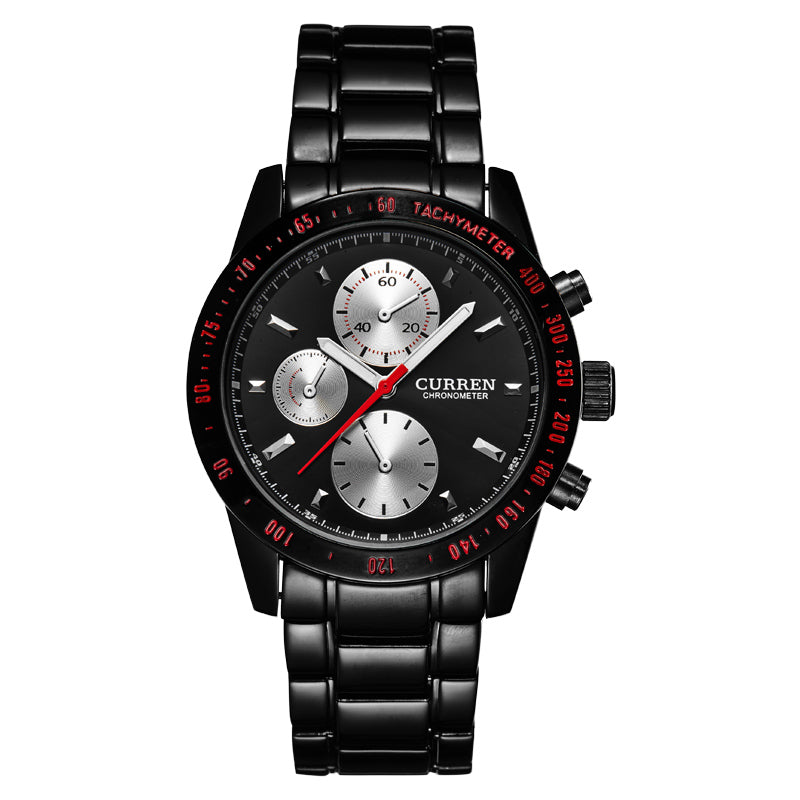 CURREN 8016 Decorative Three Dials Full Steel Quartz Watches Business Style Men Wrist Watch