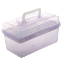 Plastic Handle 2 Layer Hardware Tools Storage Box, Clear Purple I3Q2