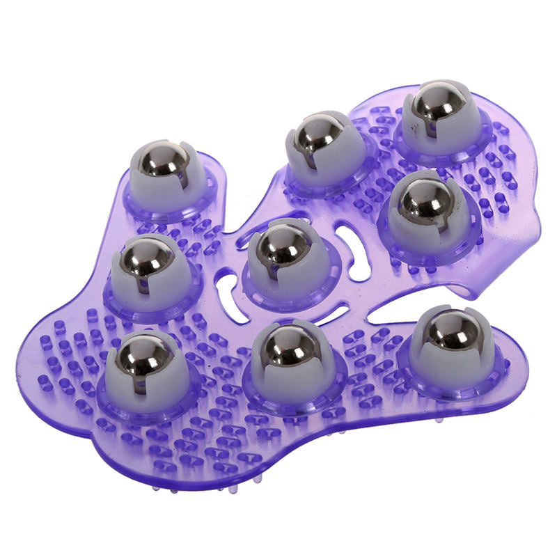 Metal Rolling Ball Massage Full Body Beauty Massager Glove Purple R5O6
