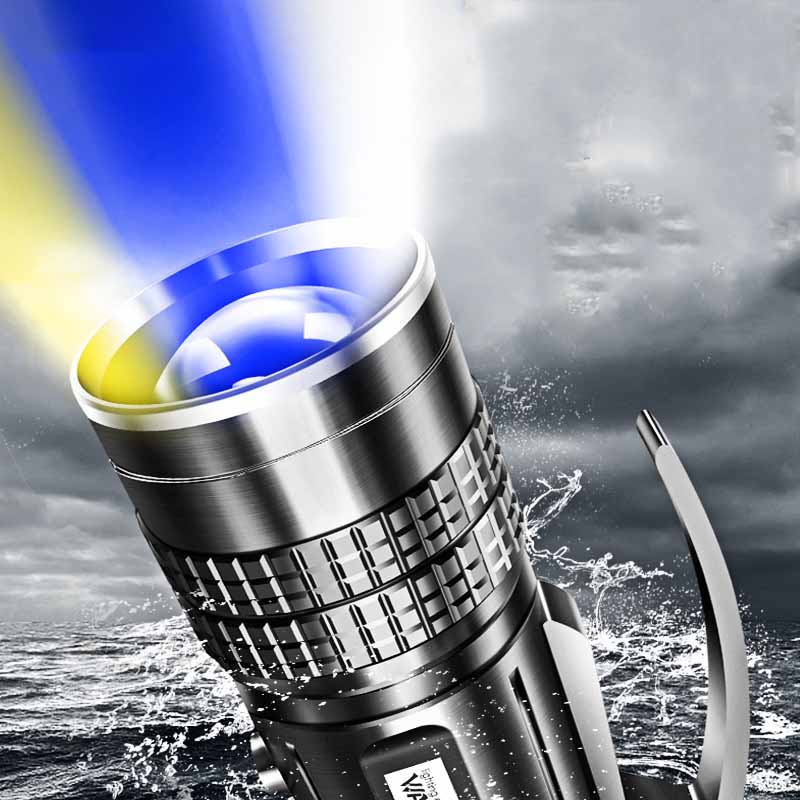 WARSUN HD80 T6 3Modes Zoomable Flashlight 18650 Flashlight USB Rechargeable Flashlight Xenon UV Flashlight Long Thrower Fishing Flashlight Tactical Led Torch